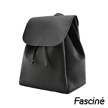 Fascine 荔枝紋質感皮革束口大容量後背包 [W7036-01]黑