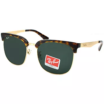 【Ray-Ban 雷朋】RB3565D-043/71 新款方框太陽眼鏡(琥珀X金框/綠鏡面)