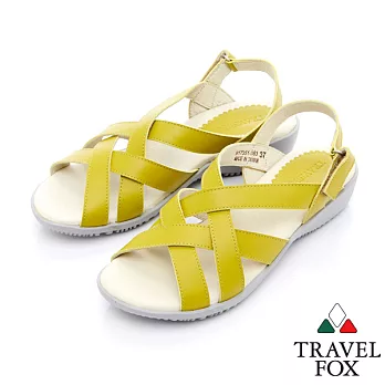 Travel Fox 多彩網紋休閒皮涼鞋-917351-(芥末黃-383)(女)EU35芥末黃