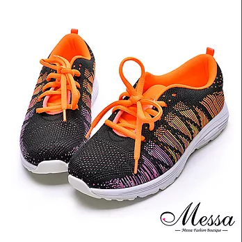 【Messa米莎專櫃女鞋】MIT舒適編織鞋面內羊皮運動休閒鞋-黑色EU35黑色