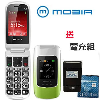 摩比亞 MOBIA M700 2.4吋單卡時尚多色彩折疊機+電充組白綠