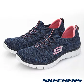 SKECHERS 女款 Empire 輕量運動鞋12418 NVPK / 美國品牌、針織鞋面、避震、跑步US8.5女/藍/粉