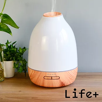 【Life Plus】超聲波可定時香氛水氧機/加濕器_小斜面(白/淺木紋)