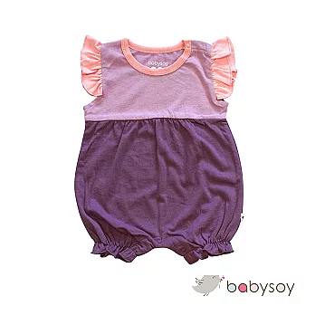 美國 [Babysoy] 大豆纖維荷葉配色連身衣216-薰衣草紫6-12M