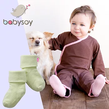 美國 Babysoy 嬰兒防滑素色短襪 147 草綠 12-24M