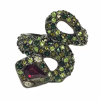 Kenneth Jay Lane 好萊塢巨星最愛 萊茵石綠色彩鑽 8造型 蛇戒指 附原廠盒