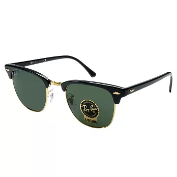 【Ray Ban雷朋】RB3016F-W0365-55 亞洲加大版-復古眉架太陽眼鏡(黑框綠鏡面)