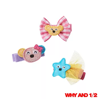 WHY AND 1/2 mini 普普熊三件組髮夾 多色可選02粉色