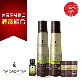 Macadamia Professional 瑪卡奇蹟油 潤澤髮浴100ml+潤澤潤髮乳100ml+潤澤髮膜60ml+潤澤瑪卡油10ml