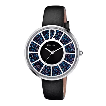 ELIXA 瑞士精品手錶 Finesse簡約晶鑽錶面幾何刻度系列 星辰藍40mm