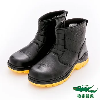 母子鱷魚(男) - 安全鞋系列 黃底防刺抗高溫防水鋼頭安全工作中筒靴 - 黑JP25 黑