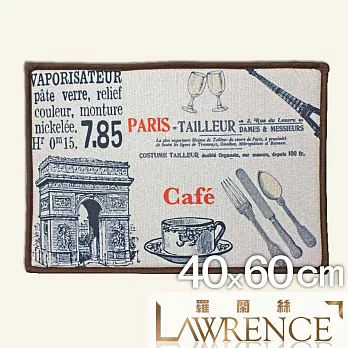 【羅蘭絲相框】巴黎咖啡麻棉印花止滑地墊 浴室墊 腳踏墊 防滑地墊(40x60cm)