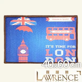 【羅蘭絲相框】細雨英倫麻棉印花止滑地墊 浴室墊 腳踏墊 防滑地墊(40x60cm)