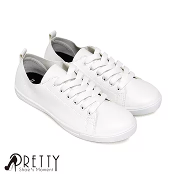【Pretty】軟Q舒適繫帶輕量休閒鞋JP23白色