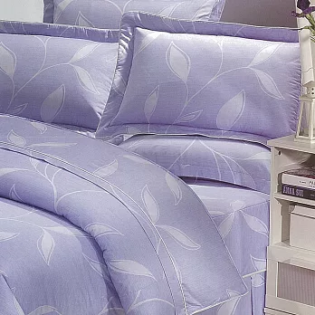 【eyah宜雅】全程台灣製100%精梳純棉雙人特大床罩兩用被全舖棉五件組-水藍花絮