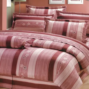 【eyah宜雅】全程台灣製100%精梳純棉雙人特大床罩兩用被全舖棉五件組-粉紅物語