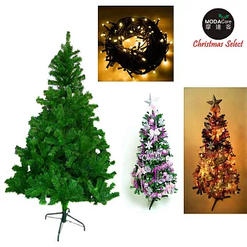 【摩達客】台灣製7呎/ 7尺(210cm)豪華版綠聖誕樹 (+飾品組+100燈LED燈2串)(附控制器跳機)飾品銀紫色系+暖白光