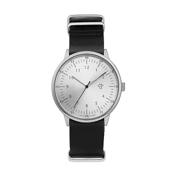 Chpo Brand 瑞典手錶品牌 - Harold系列 銀錶盤黑軍用皮革
