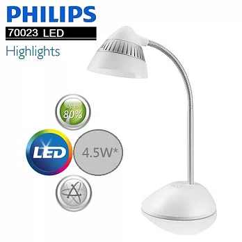 【PHILIPS 飛利浦】 CAP 酷昊 LED 檯燈(黑/白兩色) 70023白色