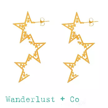 Wanderlust+Co 澳洲品牌 金色星星耳環 垂墜式繁星耳環 SUPERNOVA