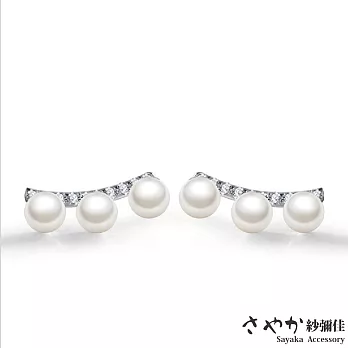 【Sayaka紗彌佳】耳環 925純銀珍愛宣言珍珠鑲鑽耳環