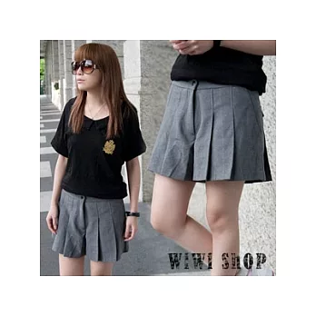 [WiWiShOp]約感時尚．韓版打摺側口袋西裝褲裙~灰色