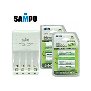 SAMPO 充電器+3號低自放充電電池(8入)