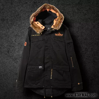 STAYREAL Punk Military Jacket 龐克軍裝外套 - 黑標潮流版/黑色、軍綠L黑色