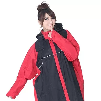 BrightDay風雨衣連身式 - 蜜絲絨前開款3XL質感黑/紅
