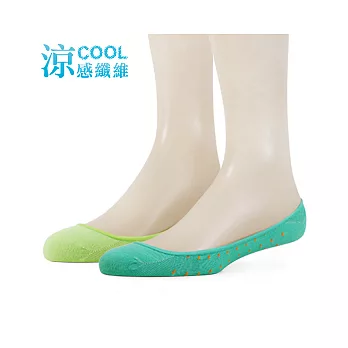 【 PULO 】涼感超低跟防滑隱形襪-2雙入-青綠/孔雀綠