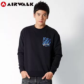 【美國 AIRWALK】低調狂野長袖圓領Tee-男L黑-L