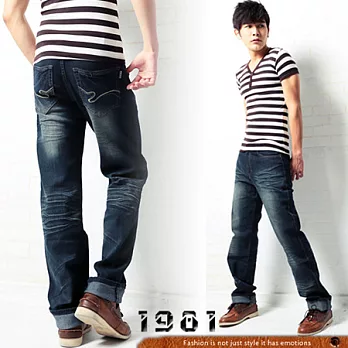【1981牛仔褲】經典合身單寧褲#32086XL藍色