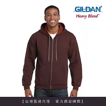 GILDAN 總代理-100%美國棉~ 素面經典復古連帽拉鏈外套-赤楬色-M號