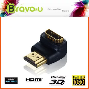 Bravo-u HDMI(公)對HDMI(母)L型直角鍍金轉接頭