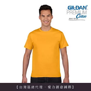 GILDAN 總代理-100%美國棉~亞規圓筒短袖素面T-Shirt ~橘黃M橘黃
