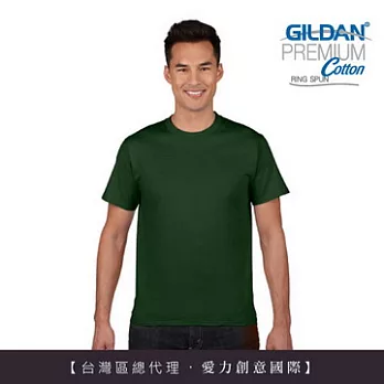 GILDAN 總代理-100%美國棉~亞規圓筒短袖素面T-Shirt~L森林綠