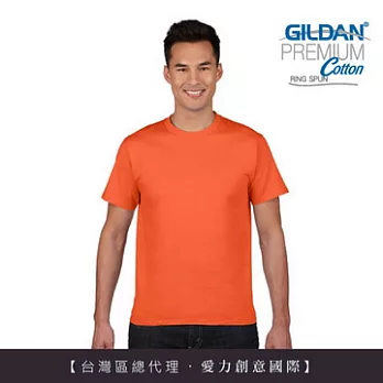 GILDAN 總代理-100%美國棉~亞規圓筒短袖素面T-Shirt~L桔