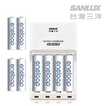 日本Panasonic國際牌eneloop低自放電充電電池組(搭配高效能充電器+3號4入+4號4入)