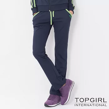 TOP GIRL-雙色連帽顯瘦修身套裝-褲子S藍