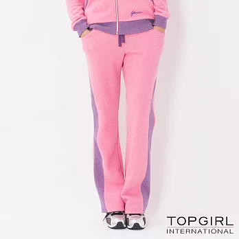TOP GIRL-亮麗女孩刷毛修身套裝-褲子S粉紅