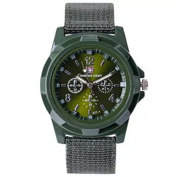 Watch-123 勇武者 瑞士軍風經典帆布帶腕錶 (4色可選) 綠色