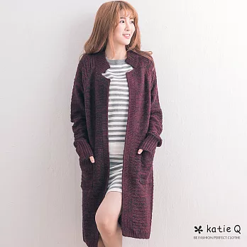【KT】韓風名媛針織長版外套(2色)-M-XL　M深紅