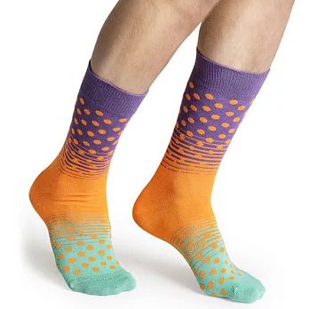 『摩達客』瑞典進口【Happy Socks】紫橘綠漸層圓點中統襪41-46