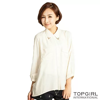 【TOP GIRL】都會女郎寬版造型襯衫-M白