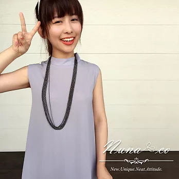 【NUNACO】韓版優雅名媛背心洋裝--灰(贈項鍊)FREE灰色