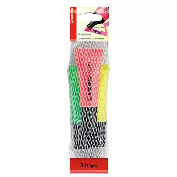 STABILO 德國天鵝牌 NEON系列 螢光筆 3支裝 (黃+綠+粉 3色)