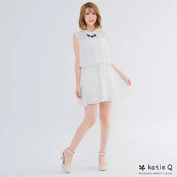 【KatieQ】氣質層次百褶裙洋裝(2色)-FREEFREE白