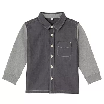 [MUJI 無印良品]幼兒有機棉輕鬆活動舒適拼接襯衫80灰色