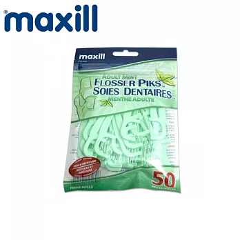 【加拿大美適Maxill】超細滑高拉力扁線牙線棒-薄荷(50入)
