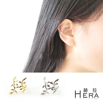 【Hera】赫拉 韓國熱銷線條樹葉子耳環/耳骨夾(二色)銀色